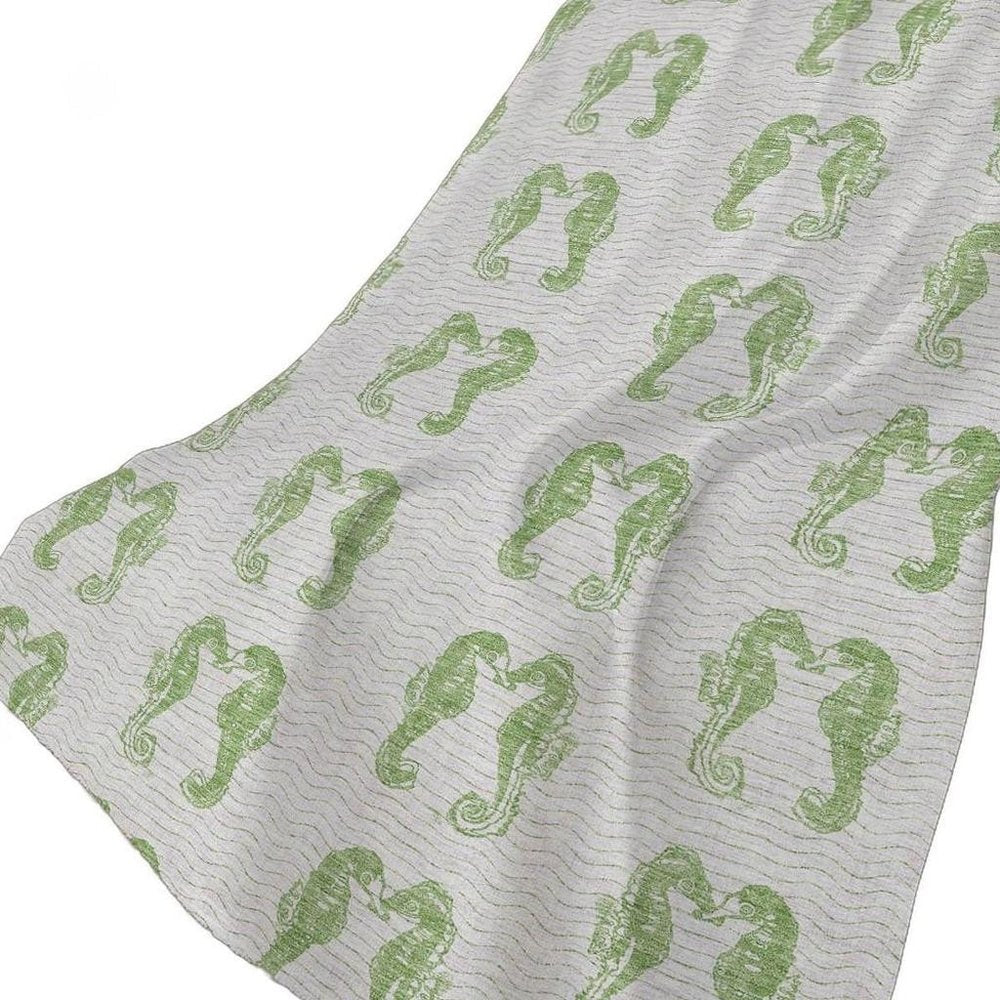 50" X 70" Green And Ivory Animal Print Plush Throw Blanket HomeRoots