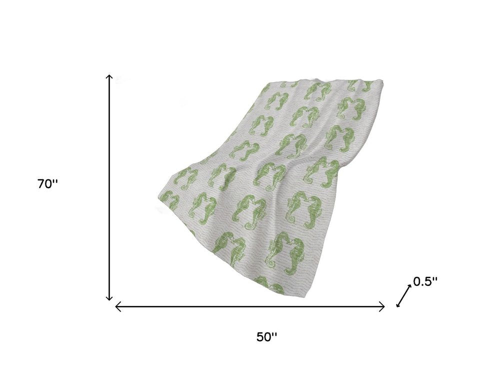 50" X 70" Green And Ivory Animal Print Plush Throw Blanket HomeRoots