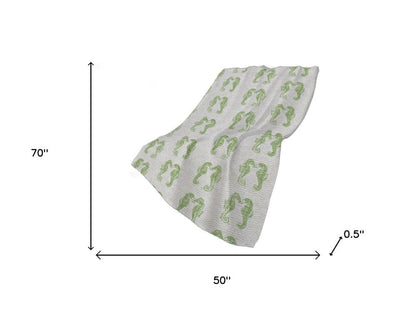 50" X 70" Green And Ivory Animal Print Plush Throw Blanket HomeRoots