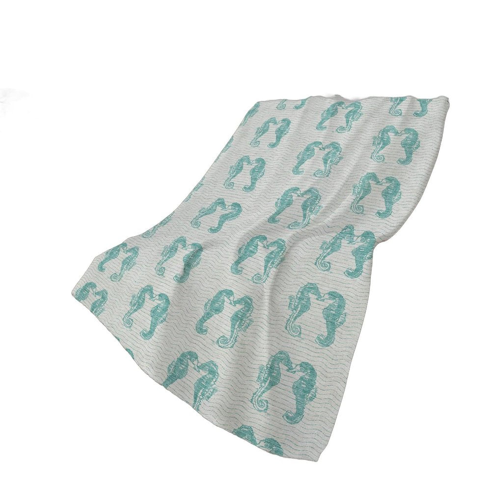 50" X 70" Aqua And Ivory Animal Print Plush Throw Blanket HomeRoots