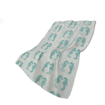 50" X 70" Aqua And Ivory Animal Print Plush Throw Blanket HomeRoots