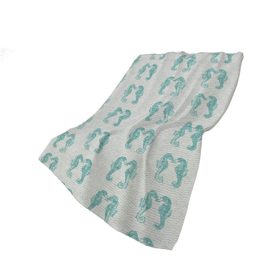 50" X 70" Aqua And Ivory Animal Print Plush Throw Blanket HomeRoots