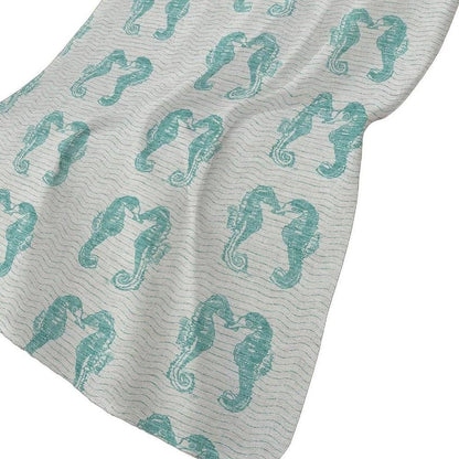 50" X 70" Aqua And Ivory Animal Print Plush Throw Blanket HomeRoots