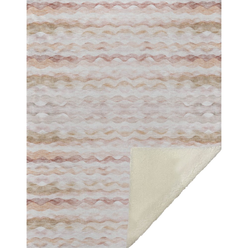 50" X 70" Peach Beige And Ivory Microfiber Abstract Plush Throw Blanket HomeRoots