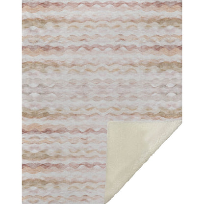 50" X 70" Peach Beige And Ivory Microfiber Abstract Plush Throw Blanket HomeRoots