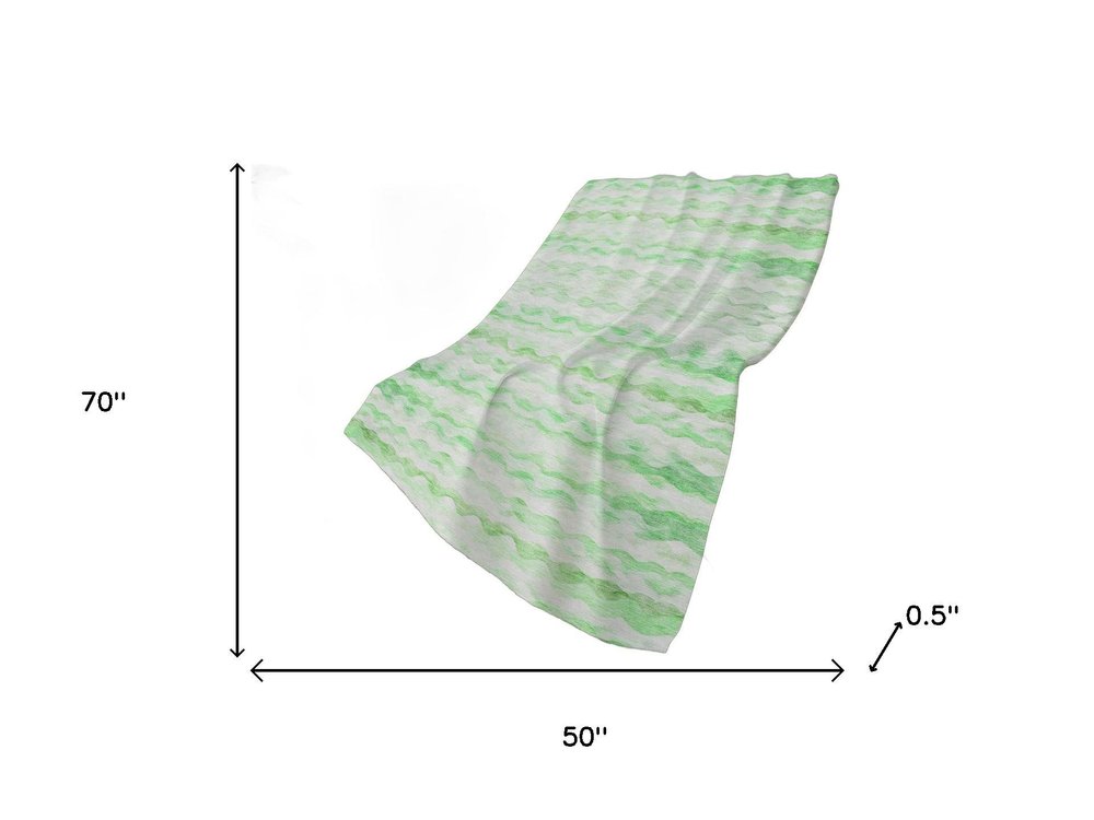 50" X 70" Green And Ivory Abstract Polyester Woven Plush Throw Blanket HomeRoots