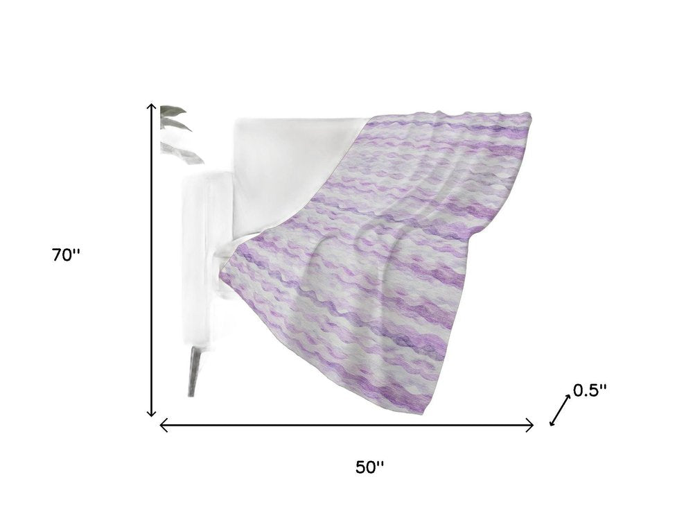 50" X 70" Purple And Ivory Abstract Polyester Woven Plush Throw Blanket HomeRoots