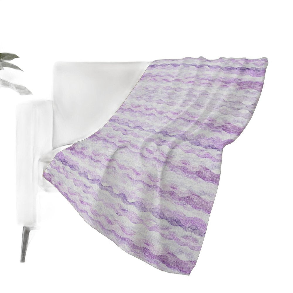 50" X 70" Purple And Ivory Abstract Polyester Woven Plush Throw Blanket HomeRoots