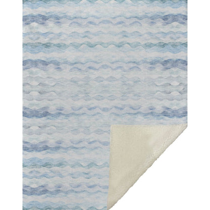 50" X 70" Blue And Ivory Microfiber Abstract Plush Throw Blanket HomeRoots