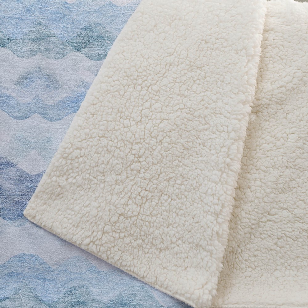 50" X 70" Blue And Ivory Microfiber Abstract Plush Throw Blanket HomeRoots