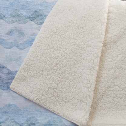 50" X 70" Blue And Ivory Microfiber Abstract Plush Throw Blanket HomeRoots