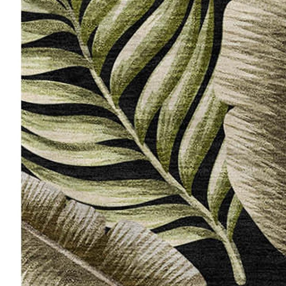 50" X 70" Midnight Chocolate And Beige Leaves Polyester Woven Plush Throw Blanket HomeRoots