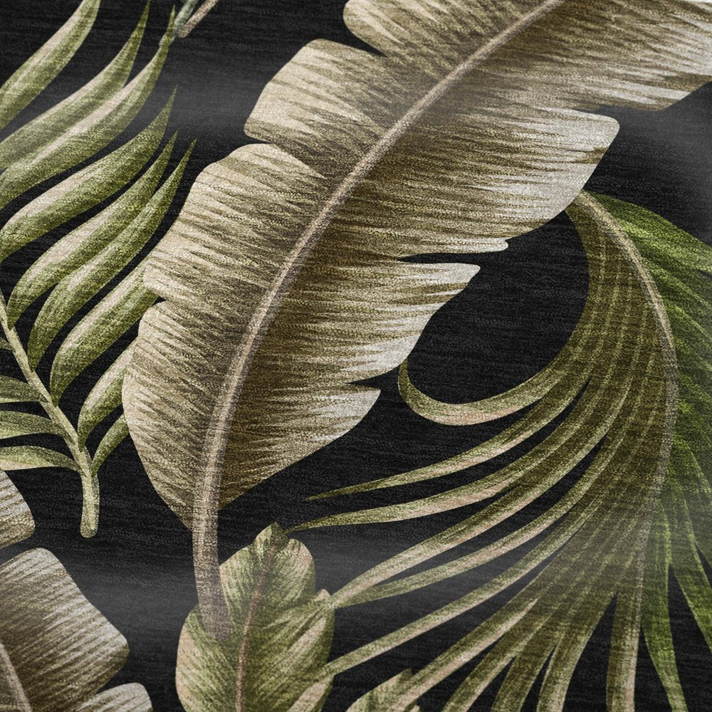 50" X 70" Midnight Chocolate And Beige Leaves Polyester Woven Plush Throw Blanket HomeRoots