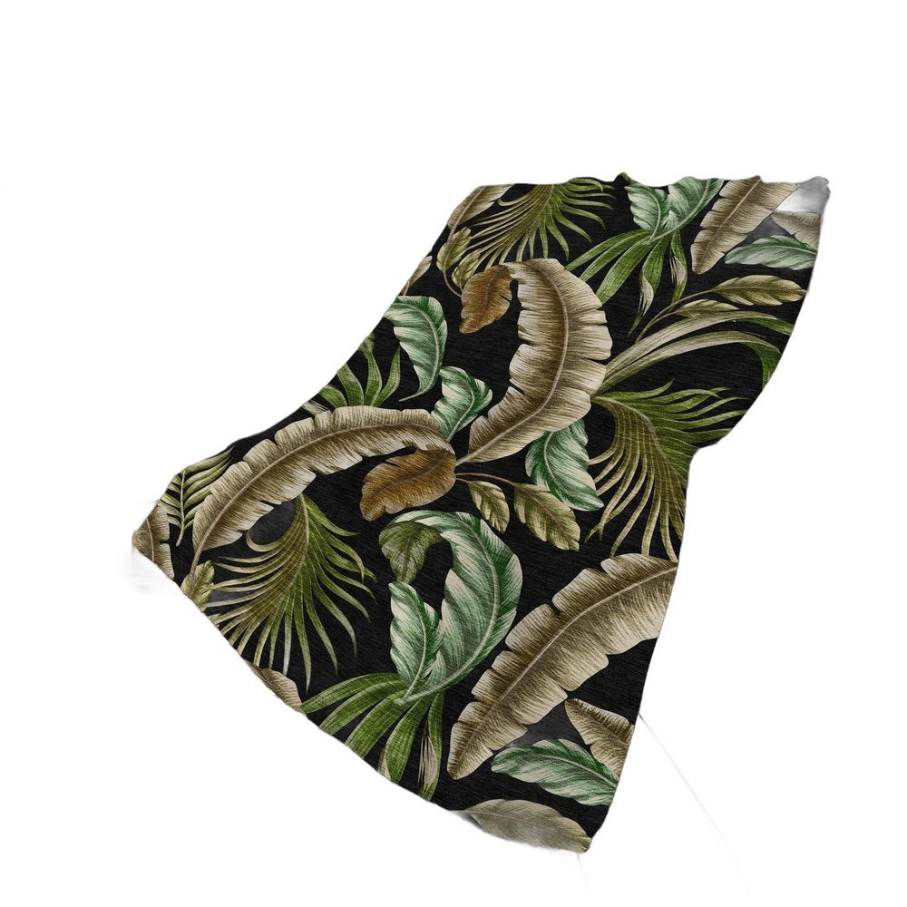 50" X 70" Midnight Chocolate And Beige Leaves Polyester Woven Plush Throw Blanket HomeRoots