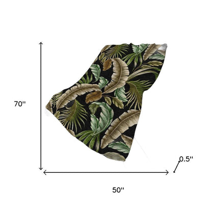 50" X 70" Midnight Chocolate And Beige Leaves Polyester Woven Plush Throw Blanket HomeRoots