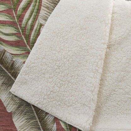 50" X 70" Rust Green And Beige Microfiber Leaves Plush Throw Blanket HomeRoots