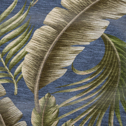 50" X 70" Blue Green And Beige Microfiber Leaves Plush Throw Blanket HomeRoots