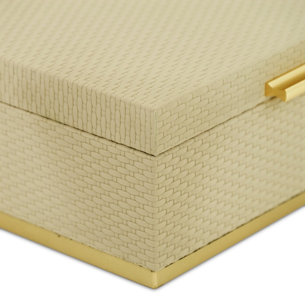 Set of Two Taupe And Gold Nesting Decorative Storage Boxes With Lids HomeRoots