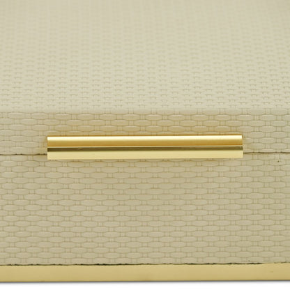 Set of Two Taupe And Gold Nesting Decorative Storage Boxes With Lids HomeRoots