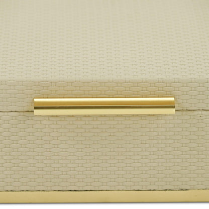 Set of Two Taupe And Gold Nesting Decorative Storage Boxes With Lids HomeRoots