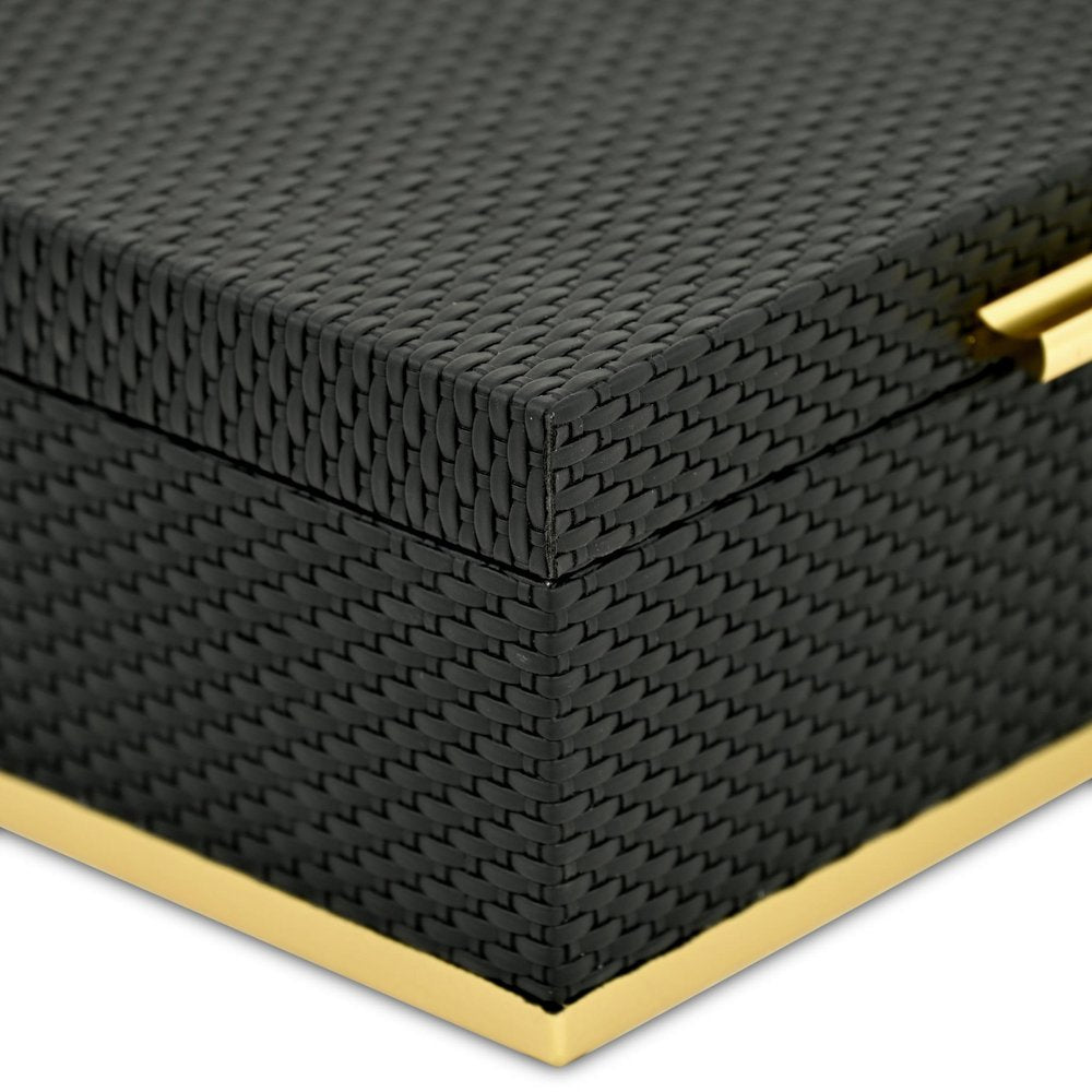 Set of Two Black And Gold Nesting Decorative Storage Boxes With Lids — view 8