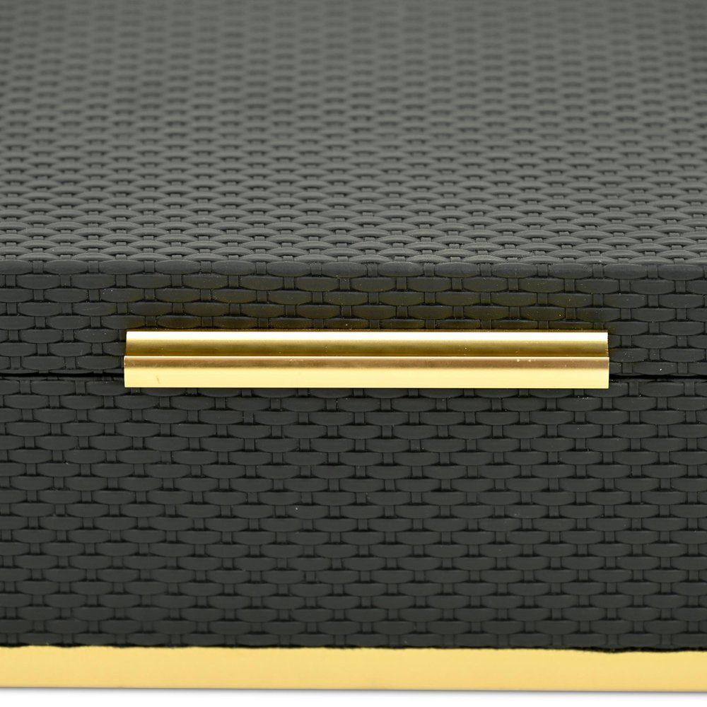 Set of Two Black And Gold Nesting Decorative Storage Boxes With Lids HomeRoots