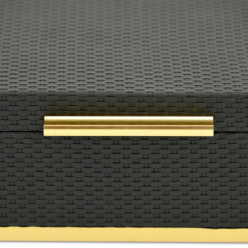 Set of Two Black And Gold Nesting Decorative Storage Boxes With Lids HomeRoots