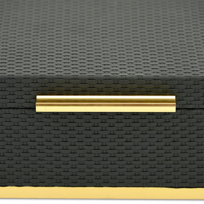 Set of Two Black And Gold Nesting Decorative Storage Boxes With Lids HomeRoots