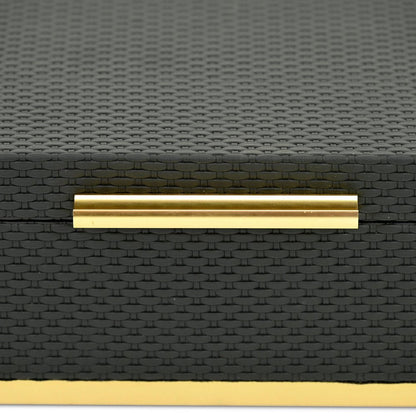 Set of Two Black And Gold Nesting Decorative Storage Boxes With Lids HomeRoots