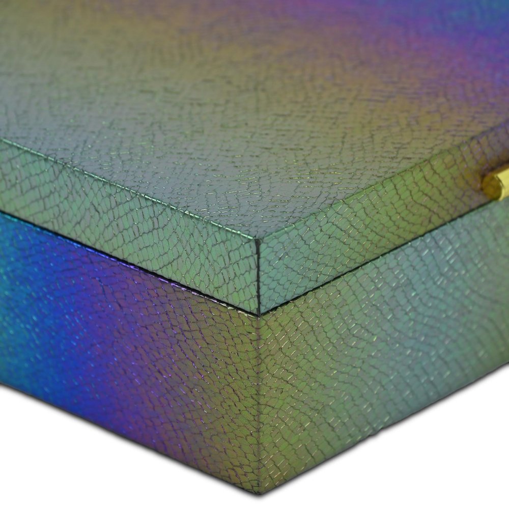 Set of Two Rainbow And Gold Faux Shagreen Nesting Storage Boxes With Lids HomeRoots