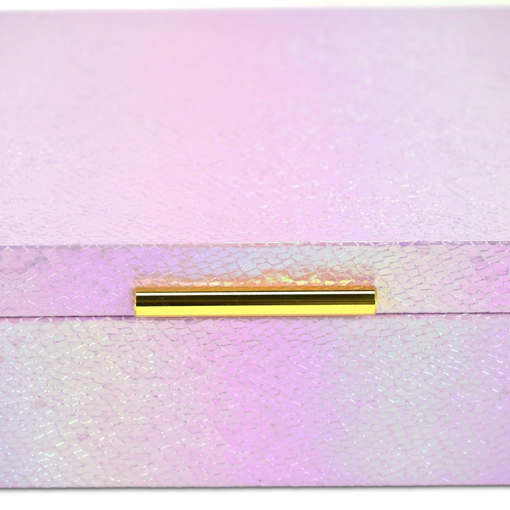 Set of Two Pink And Gold Faux Shagreen Nesting Storage Boxes With Lids — view 4