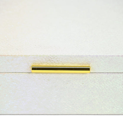 Set of Two White And Gold Faux Shagreen Nesting Storage Boxes With Lids HomeRoots