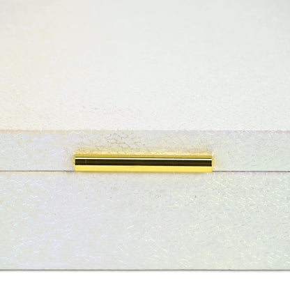 Set of Two White And Gold Faux Shagreen Nesting Storage Boxes With Lids HomeRoots