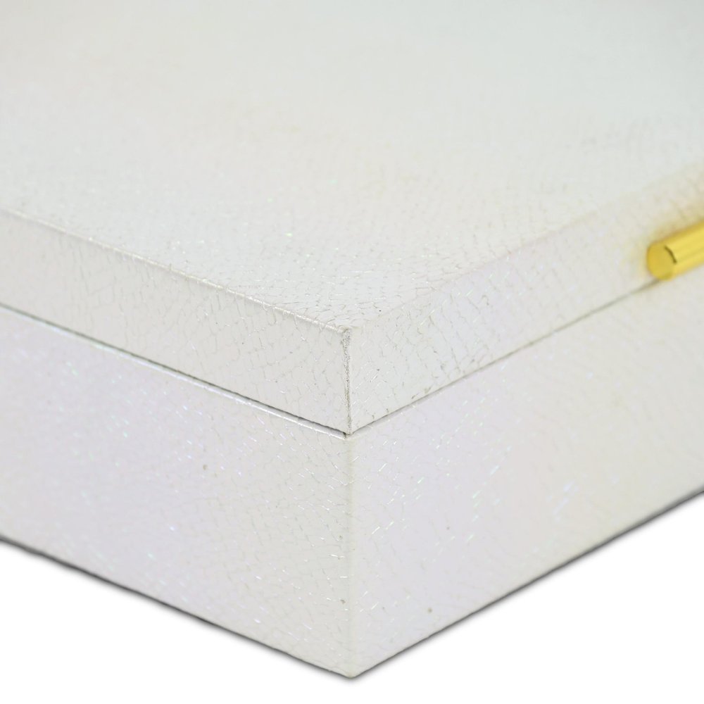 Set of Two White And Gold Faux Shagreen Nesting Storage Boxes With Lids HomeRoots