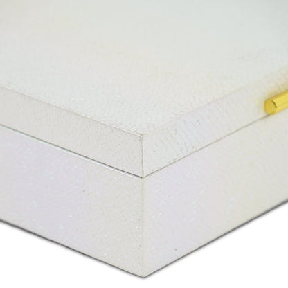 Set of Two White And Gold Faux Shagreen Nesting Storage Boxes With Lids HomeRoots