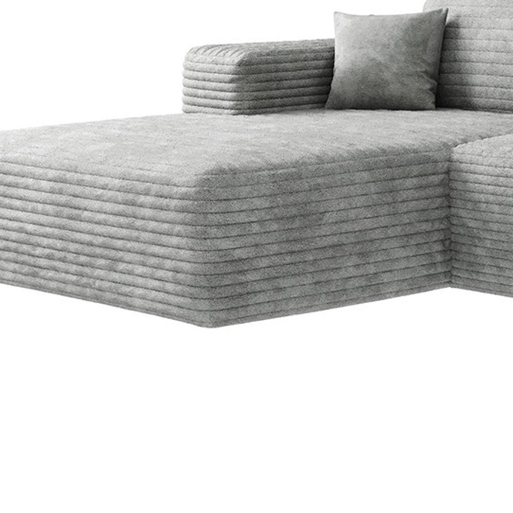 135" Gray Corduroy Modular Universal Sofa With Ottoman And Toss Pillows HomeRoots