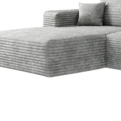 135" Gray Corduroy Modular Universal Sofa With Ottoman And Toss Pillows HomeRoots