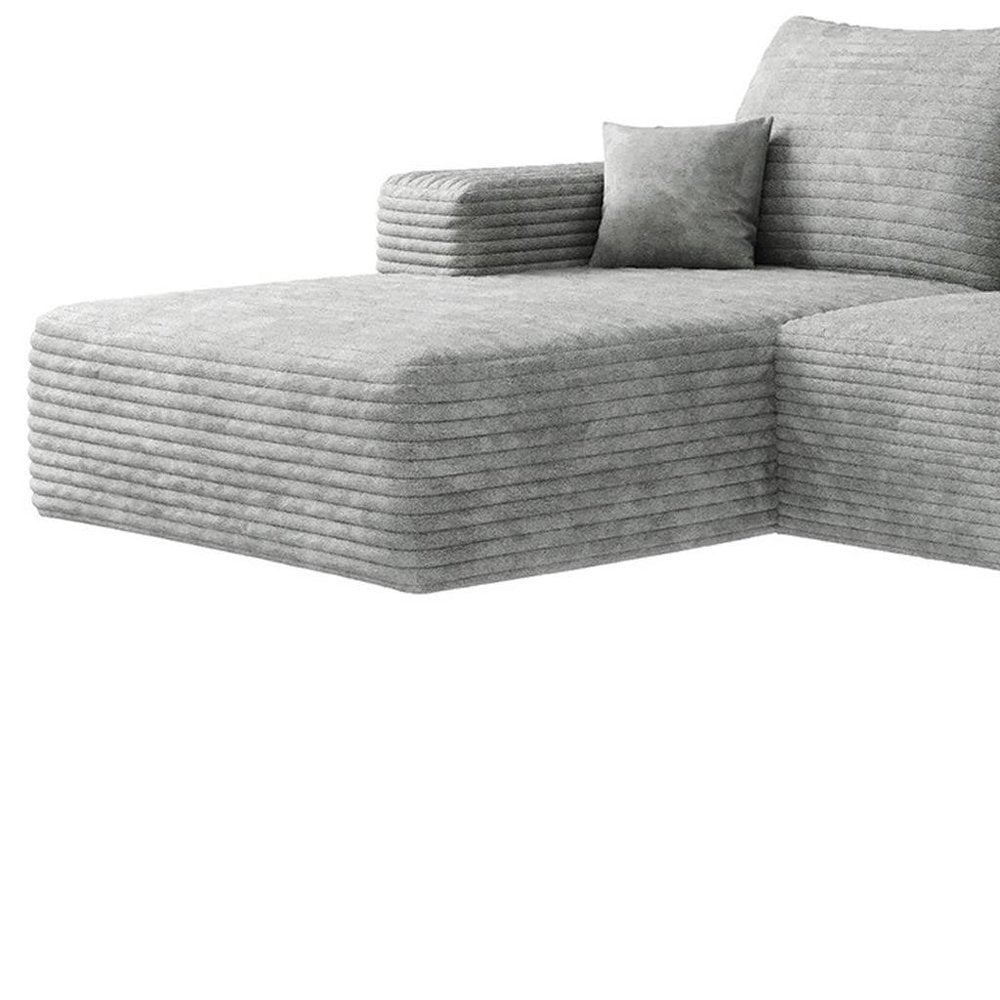 135" Gray Corduroy Modular Universal Sofa With Ottoman And Toss Pillows HomeRoots