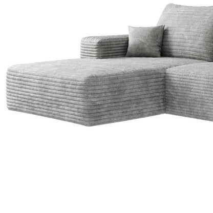 135" Gray Corduroy Modular Universal Sofa With Ottoman And Toss Pillows HomeRoots