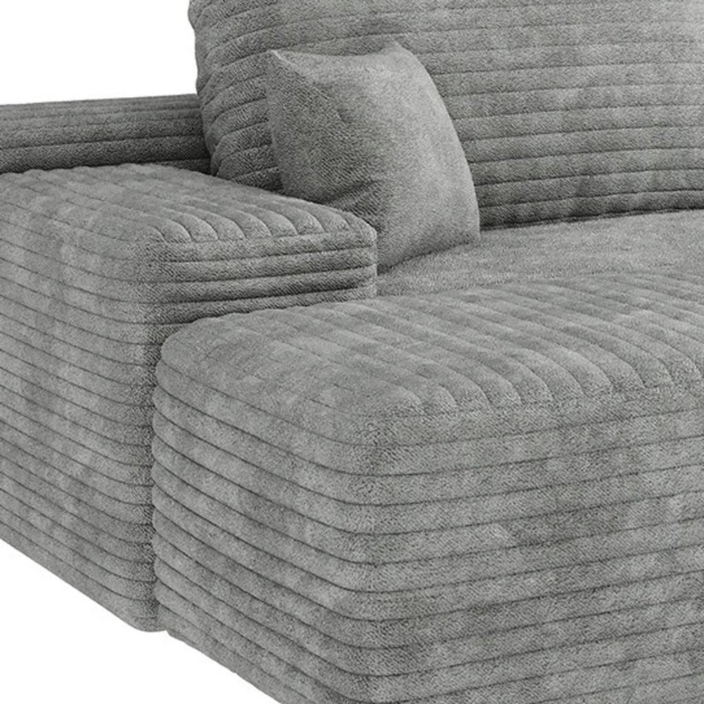 135" Gray Corduroy Modular Universal Sofa With Ottoman And Toss Pillows HomeRoots