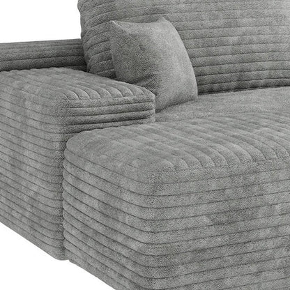 135" Gray Corduroy Modular Universal Sofa With Ottoman And Toss Pillows HomeRoots