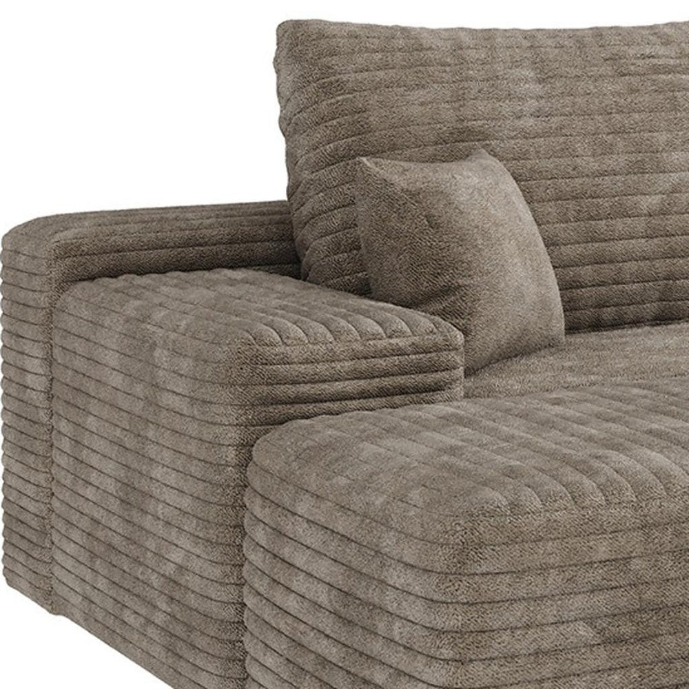 135" Camel Corduroy Modular Universal Sofa With Ottoman And Toss Pillows HomeRoots