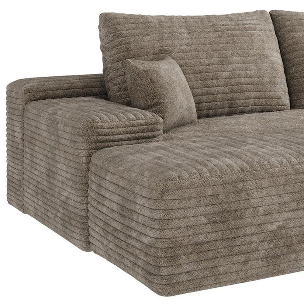 135" Camel Corduroy Modular Universal Sofa With Ottoman And Toss Pillows HomeRoots