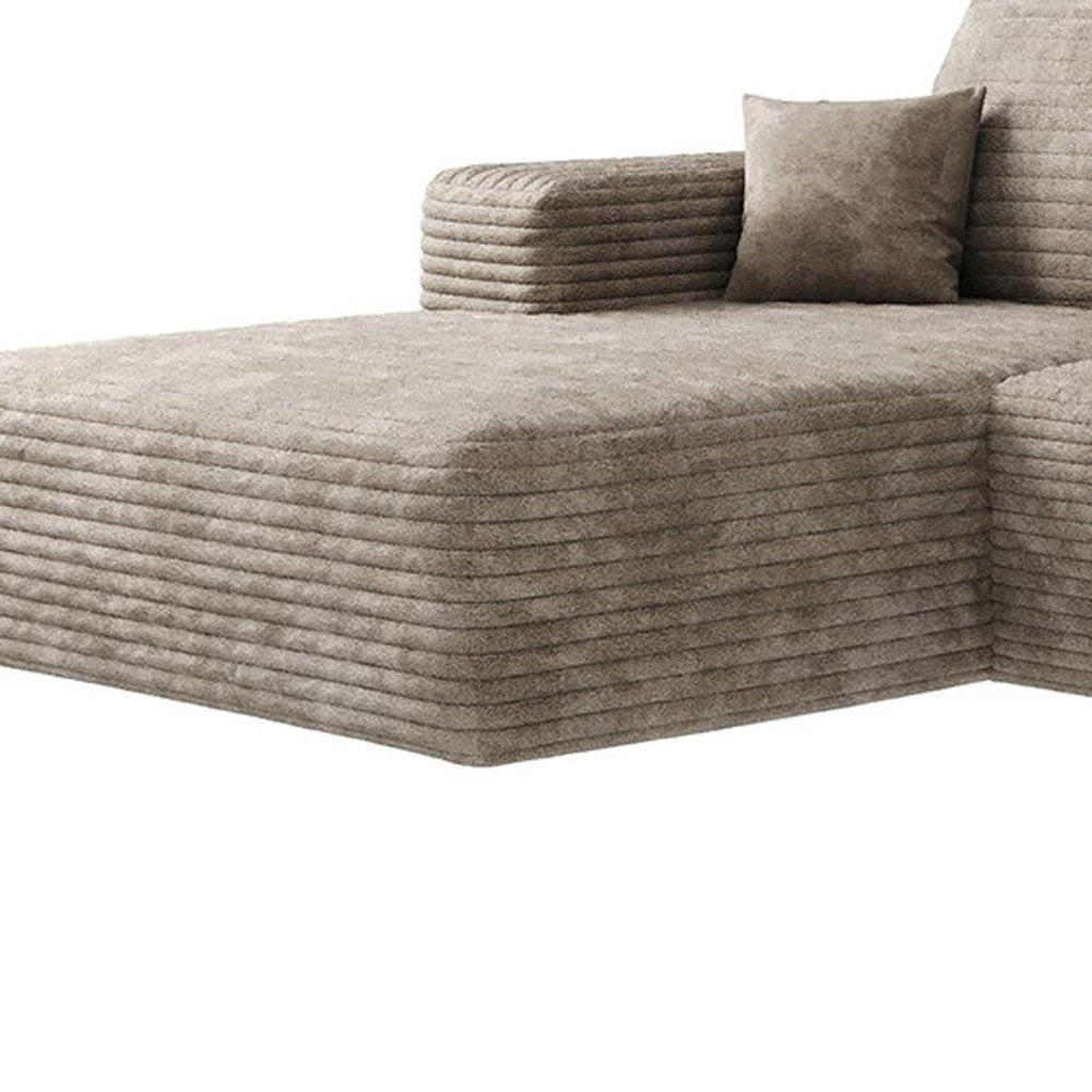 135" Camel Corduroy Modular Universal Sofa With Ottoman And Toss Pillows HomeRoots