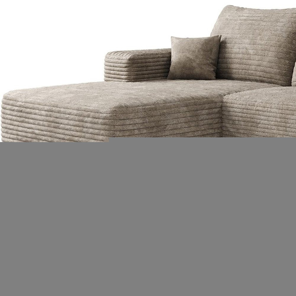 135" Camel Corduroy Modular Universal Sofa With Ottoman And Toss Pillows HomeRoots