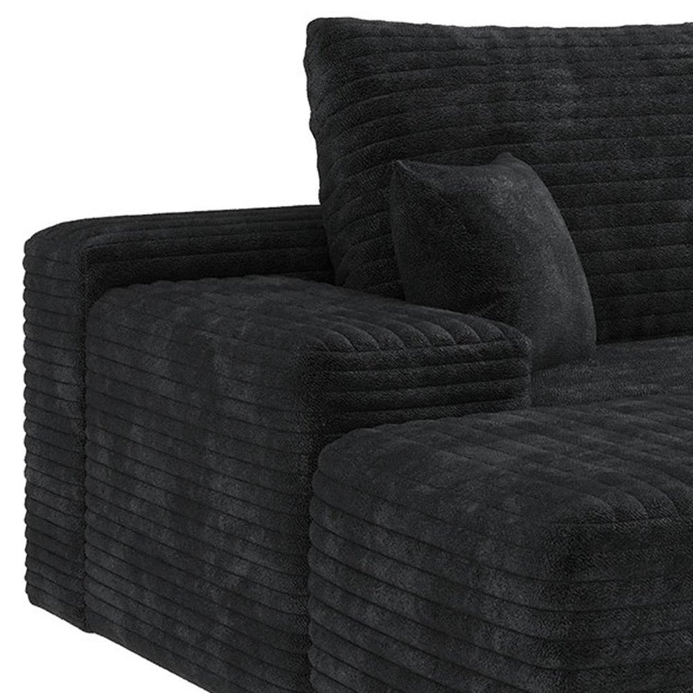 107" Black Corduroy Modular Universal Sofa With Ottoman And Toss Pillows HomeRoots