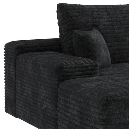 107" Black Corduroy Modular Universal Sofa With Ottoman And Toss Pillows HomeRoots