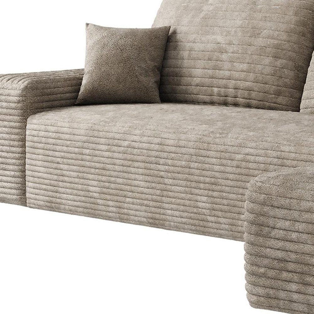 107" Camel Corduroy Modular Compression Foam Sofa With Toss Pillows HomeRoots