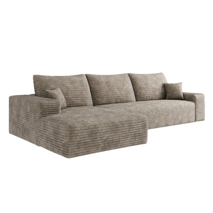 107" Camel Corduroy Modular Compression Foam Sofa With Toss Pillows HomeRoots