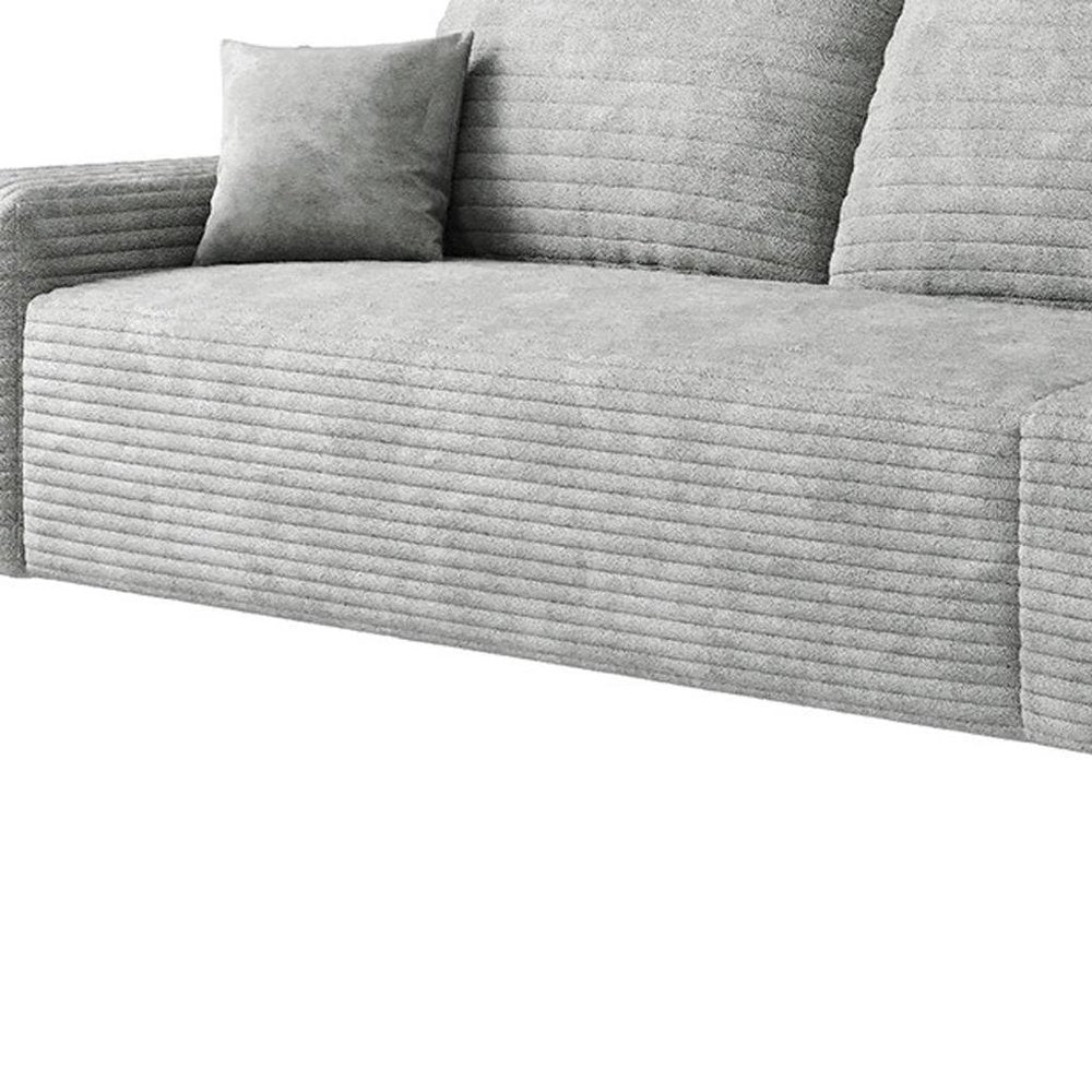 135" Gray Corduroy Modular Compression Foam Sofa With Toss Pillows HomeRoots